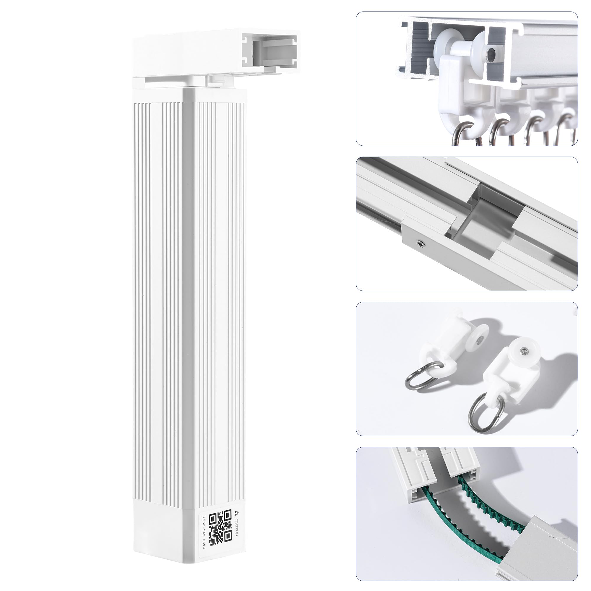 BCM400D-Matter smart curtain motor with track mechanism and installation accessories