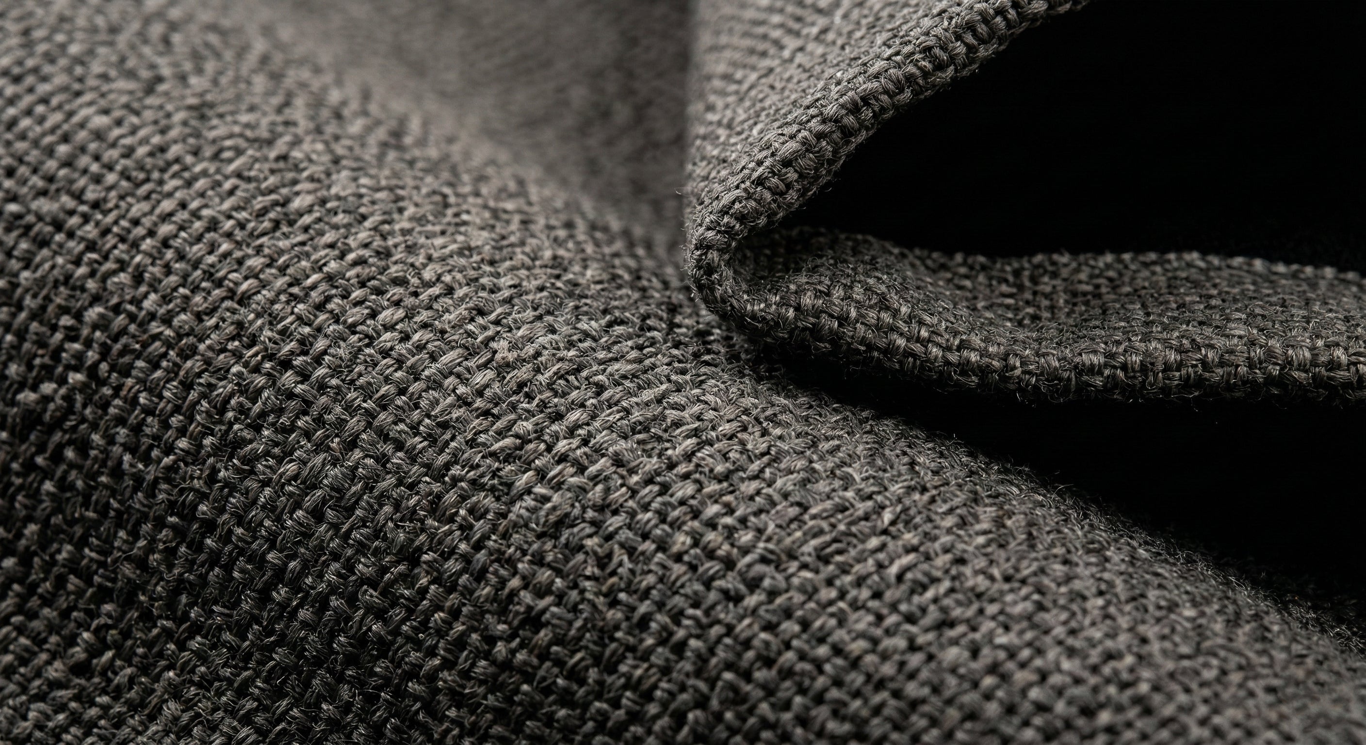 Custom blackout fabric swatch - black texture close-up